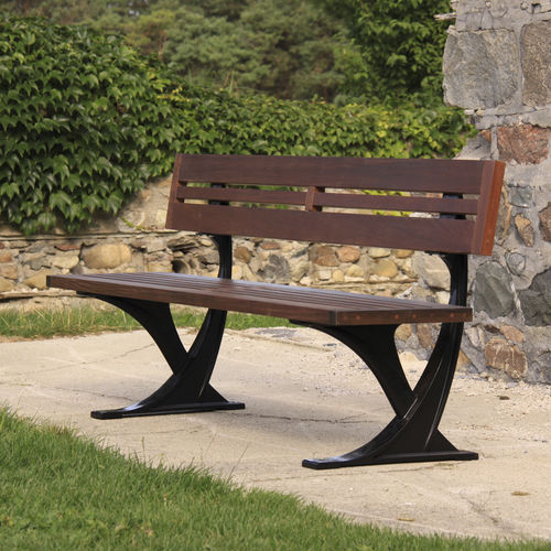 传统风格公共长椅 - MLB1200 - Maglin Site Furniture - 重蚁木 / 铝铸铁 / 合成金属