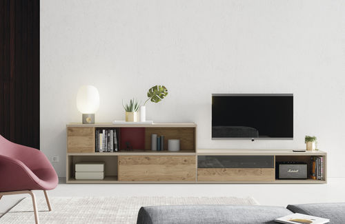 现代风格电视墙组合柜 - EST104 - VIVE - MUEBLES VERGE S.L. - 木质 / 玻璃