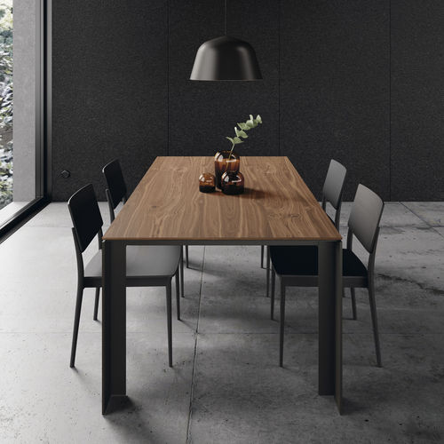 现代风格餐桌 - TAVOLE 101 - VIVE - MUEBLES VERGE S.L. - 木制贴皮 / 涂漆金属桌脚 / 长方形