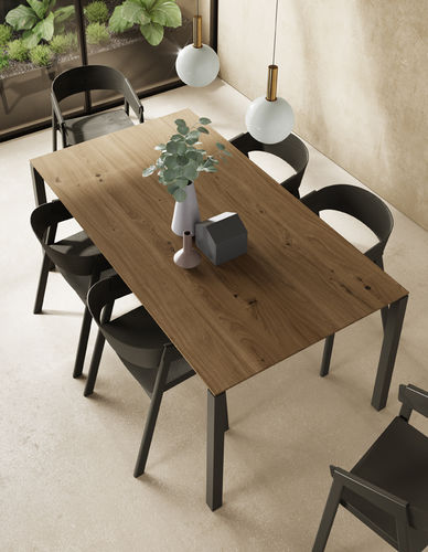 现代风格餐桌 - TOP 007 - VIVE - MUEBLES VERGE S.L. - 栎木 / 木制贴皮 / 金属桌脚