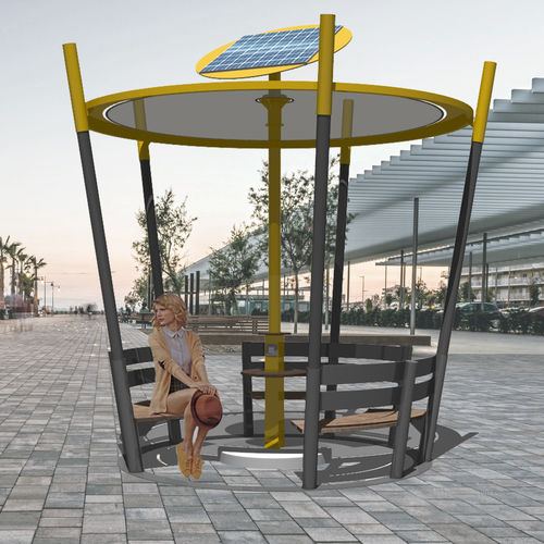 手机充电站 - SUN_SET SOLAR STATIONS - FREPAT URBAN EQUIPMENT - 集成长凳