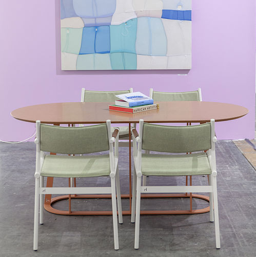 现代风格餐桌 - Plat-O Flat-Oval 6 - HALDANE - Dekton®材料 / 不锈钢桌脚 / 椭圆