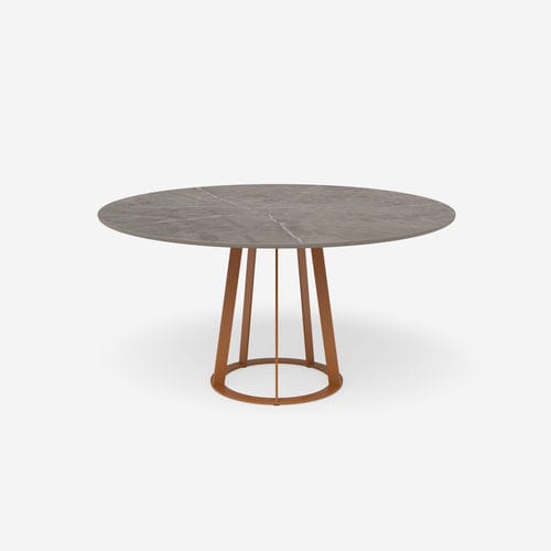 现代风格餐桌 - Plat-O Round 6 - HALDANE - Dekton®材料 / 不锈钢桌脚 / 圆形
