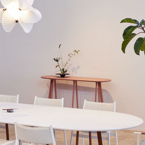 现代风格玄关桌 -  Plat-O Server Small - HALDANE - Dekton®材料 / 不锈钢桌脚 / 椭圆