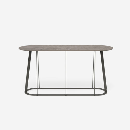 现代风格玄关桌 - Plat-O Server Medium - HALDANE - Dekton®材料 / 不锈钢桌脚 / 椭圆