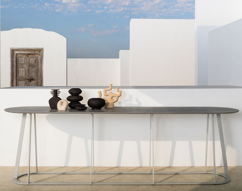 现代风格玄关桌 - Plat-O Server Large  - HALDANE - Dekton®材料 / 不锈钢桌脚 / 椭圆
