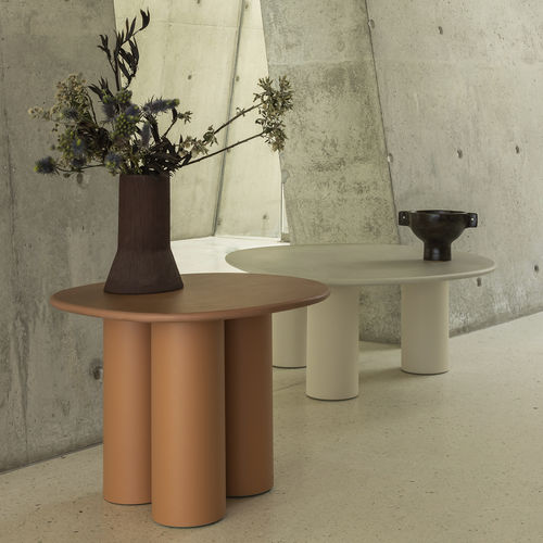现代风格边桌 - Dombolo Small - HALDANE - Dekton®材料 / 不锈钢花边底 / 环形