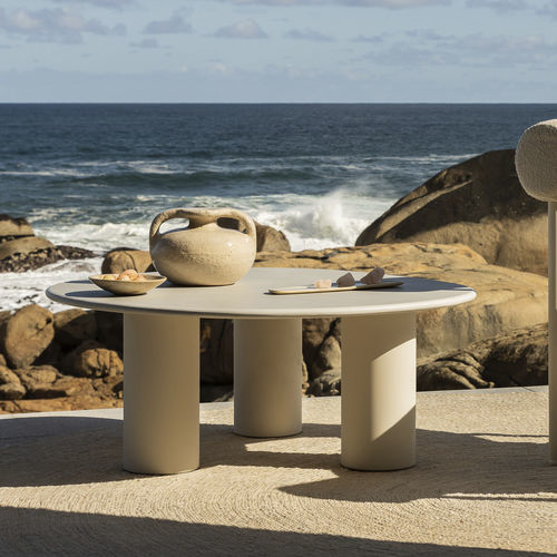 现代风格茶几 - Dombolo Large - HALDANE - Dekton®材料 / 不锈钢花边底 / 环形