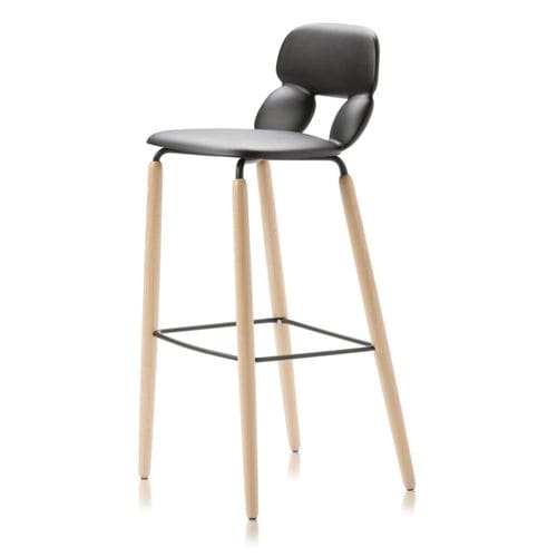 现代风格吧台凳 - NUBE W SG 80 - CHAIRS & MORE - 聚氨酯 / 山毛榉木桌脚 / 涂漆金属桌脚