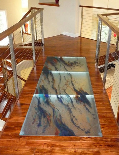 装饰玻璃板 - ThinkGlass - 半透明 / 用于楼板 / 防滑