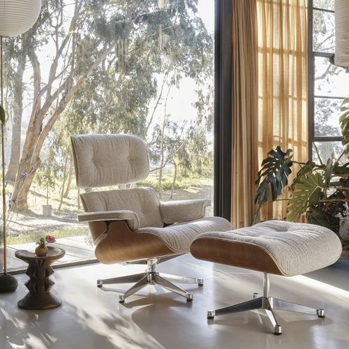 现代风格扶手椅 - EAMES - vitra - 布料 / 皮质 / 胡桃木