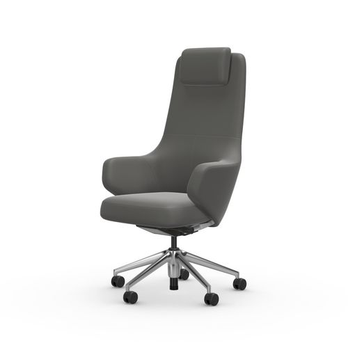 现代风格老板椅 - GRAND - vitra - 皮质 / 抛光铝 / 带头枕
