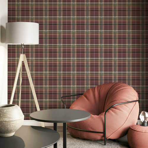现代风格墙纸 - BOTANY HOUSE : TARTAN - Parato - 几何图案 / 条纹 / 仿布