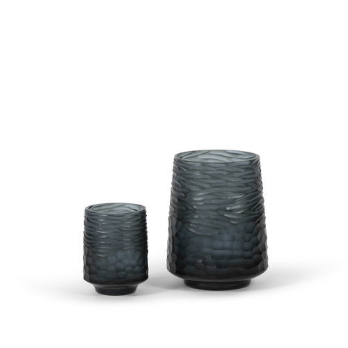 现代风格花瓶 - SMOKE BLUE CONICAL - DEKOCANDLE - 玻璃 / 手工 / 蓝色