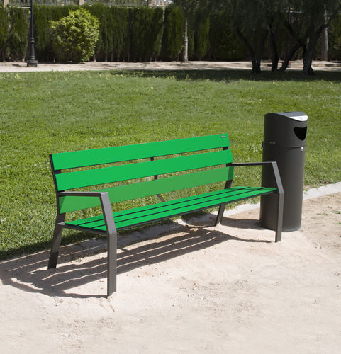 现代风格公共长椅 - ECOTEC BENCH - CERVIC ENVIRONMENT - 木质 / 钢 / 带椅背