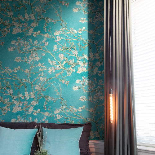 现代风格墙纸 - TURQUIOSE BLOSSOMING ALMOND TREES R2788 - WALLS REPUBLIC - 布料 / 印花 / 中国风