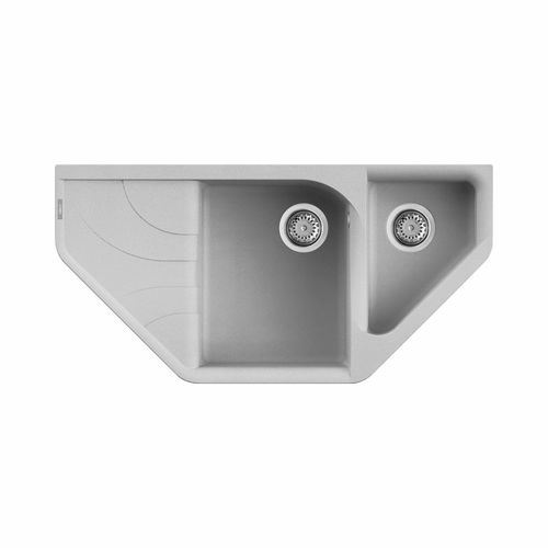 双槽厨房水槽 - EGO ESA - ELLECI - 带沥水架 / 复合材料 / 嵌入式