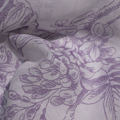 窗帘面料 - LINO GLICINE DELAVE' - Foresti Home Collection Group srl - 花朵图案 / 聚酯 / 亚麻