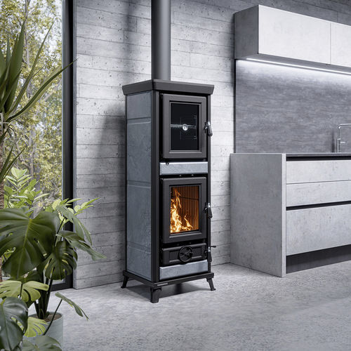 木材采暖炉 - Agnese EVO Stone - THERMOROSSI - 5 kW...10 kW / 落地式 / 现代风格