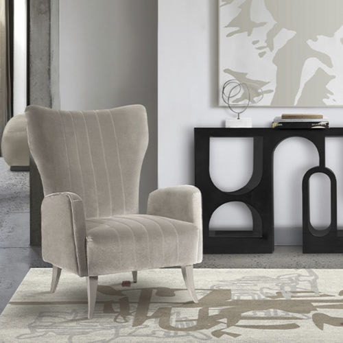 传统风格扶手椅 - DAVIS - BRABBU DESIGN FORCES - 丝绒 / 高背 / 蓝色