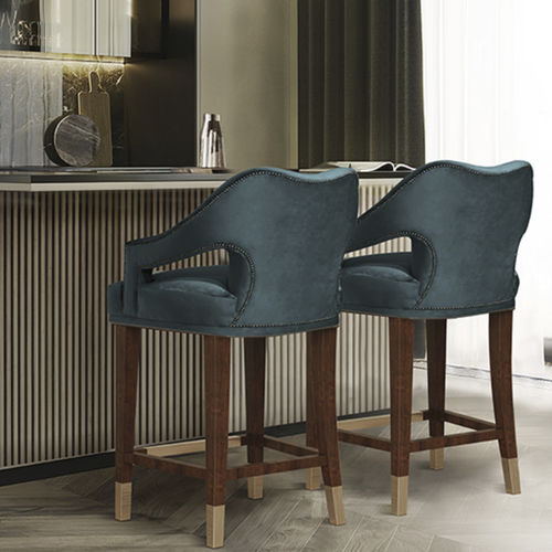 传统风格吧椅 - N&ordm;20 COUNTER - BRABBU DESIGN FORCES - 室内 / 丝绒 / 梣木桌脚