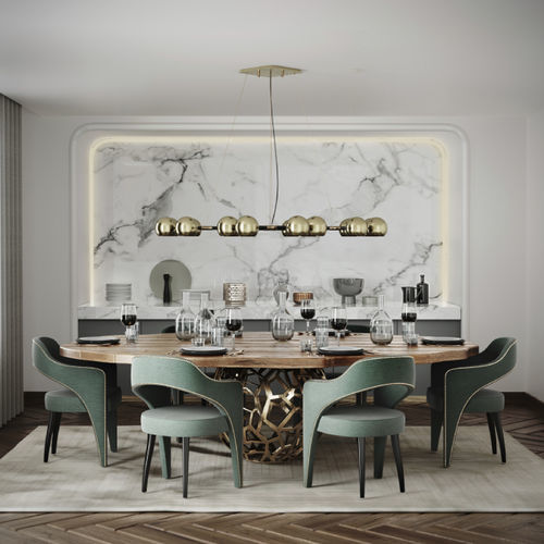 现代风格餐厅椅 - TELLUS  - BRABBU DESIGN FORCES - 室内 / 丝绒 / 漆木桌脚