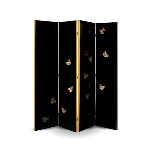现代风格屏风 - EUPHORIA BLACK LACQUER METAL FRAME - KOKET Love Happens - 漆木 / 抛光不锈钢 / 定制