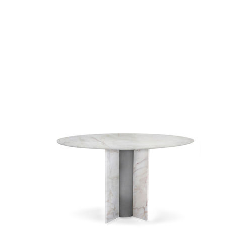 现代风格餐桌 - PARIS ESTREMOZ MARBLE - KOKET Love Happens - 大理石 / 抛光不锈钢桌脚 / 大理石底座桌脚