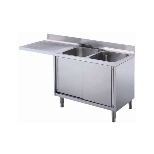 双槽厨房水槽 - 132930 - ZANUSSI PROFESSIONAL - 带沥水架 / 不锈钢 / 落地式