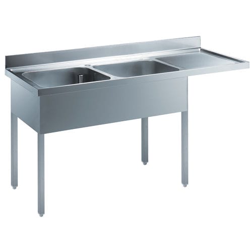 双槽厨房水槽 - 132938 - ZANUSSI PROFESSIONAL - 带沥水架 / 不锈钢 / 落地式