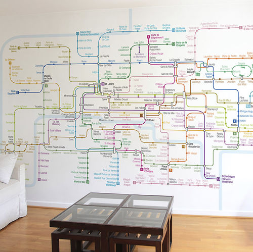 现代风格墙纸 - Papier peint PLAN DU METRO DE PARIS - Ohmywall - 全景式 / 都市图案 / 地图