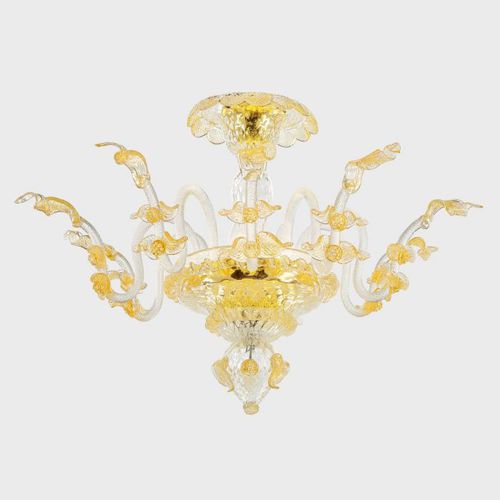 传统风格顶灯 - GOLD APOLLO WITH LEAVES - Sogni di Cristallo - 吹制玻璃 / 穆拉诺玻璃 / LED式