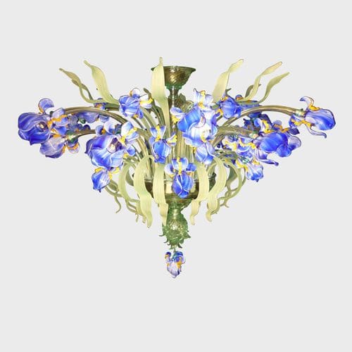 传统风格顶灯 - VAN GOGH IRIS ORIGINAL EDITION - Sogni di Cristallo - 吹制玻璃 / 穆拉诺玻璃 / LED式
