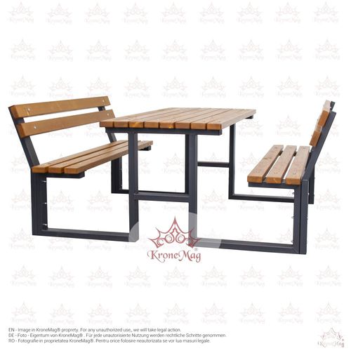 现代风格野餐桌 - TUSNAD 2 - KRONEMAG MILLENIUM srl - 木质 / 金属桌脚 / 长方形