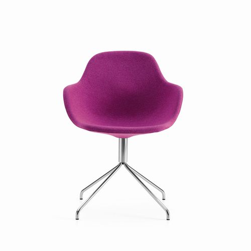 布料会议椅 - PALMA - OFFECCT - 皮质 / 木质 / 镀铬金属桌脚
