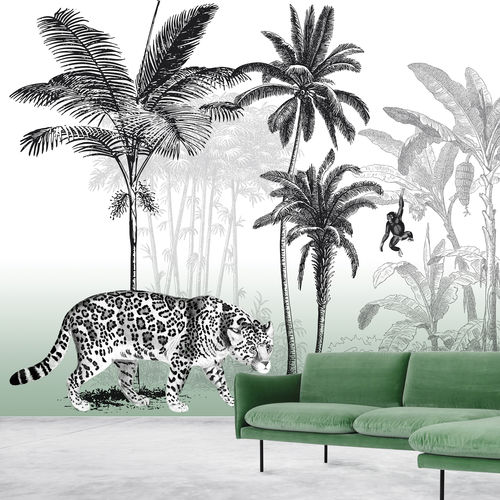现代风格墙纸 - UN JAGUAR DANS LE SALON - Arta WallDeco - 自然图案 / 全景式 / 动物图案