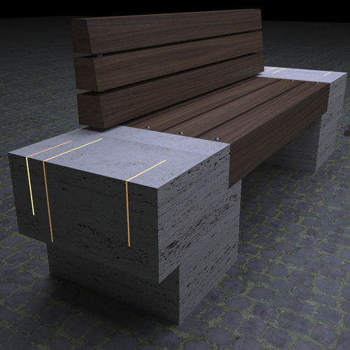 现代风格公共长椅 - dentata luce - Arredo di Pietra srl - 木质 / 钙华 / 带椅背