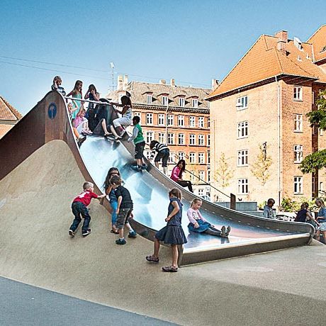 直滑梯 - GULDBERG SKOLEN COPENHAGEN - atlantics GmbH - 游乐场 / 不锈钢 / 多头