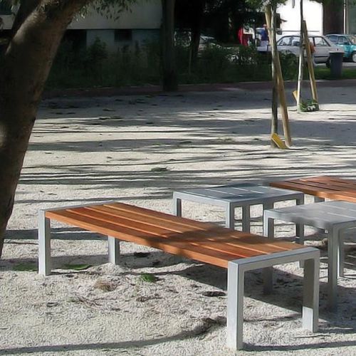 现代风格公共长椅 - CLÉO  - univers & cité | mobilier urbain - 木质 / 钢 / 无靠背
