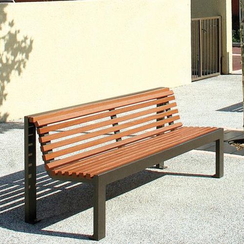 现代风格公共长椅 - CINÉO  - univers & cité | mobilier urbain - 木质 / 钢 / 带椅背
