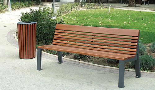 现代风格公共长椅 - NUANCE - univers & cité | mobilier urbain - 木质 / 钢 / 带椅背