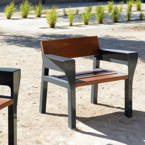 现代风格市政椅 - LINK - univers & cité | mobilier urbain - 木质 / 钢 / 公共空间