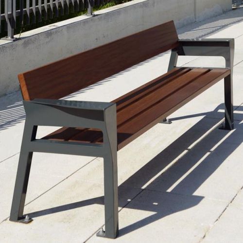 现代风格公共长椅 - LINK - univers & cité | mobilier urbain - 木质 / 钢 / 带椅背