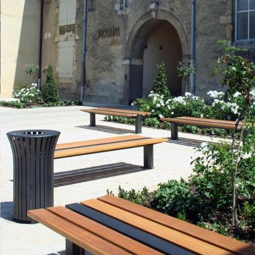 现代风格公共长椅 - CLASSICO - univers & cité | mobilier urbain - 木质 / 钢 / 无靠背