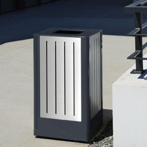 公共垃圾桶 - FUSION - univers & cité | mobilier urbain - 钢 / 磨砂不锈钢 / 带盖