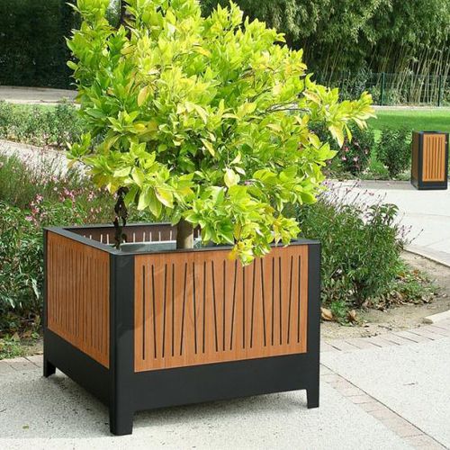 木质花坛 - LIA - univers & cité | mobilier urbain - 钢 / 正方形 / 高度可调节