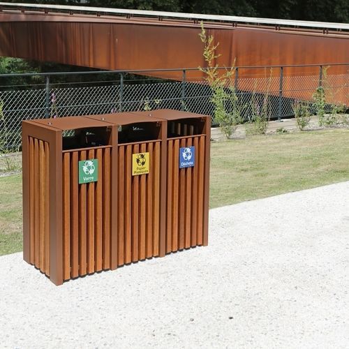 公共垃圾桶 - Cin&eacute;o - univers & cité | mobilier urbain - 垃圾分类 / 粉末涂层钢 / 木质