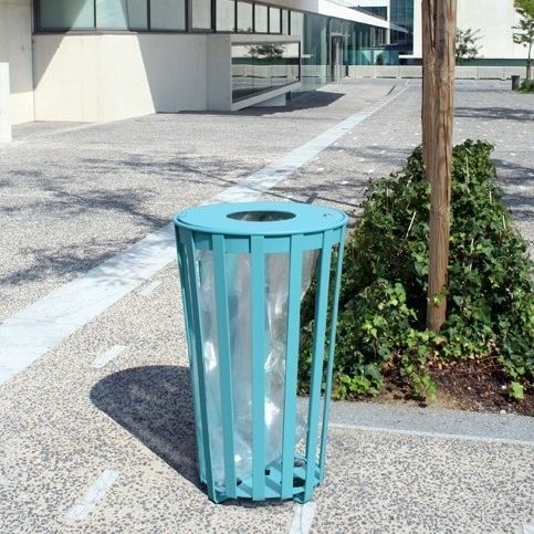 公共垃圾桶 - Silo - univers & cité | mobilier urbain - 喷漆钢 / Vigipirate 式 / 带盖