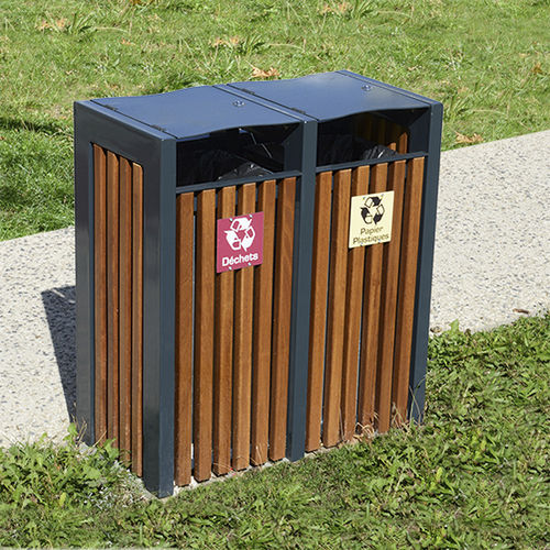 公共垃圾桶 - CINEO C17-TRI2 - univers & cité | mobilier urbain - 垃圾分类 / 粉末涂层钢 / 木质