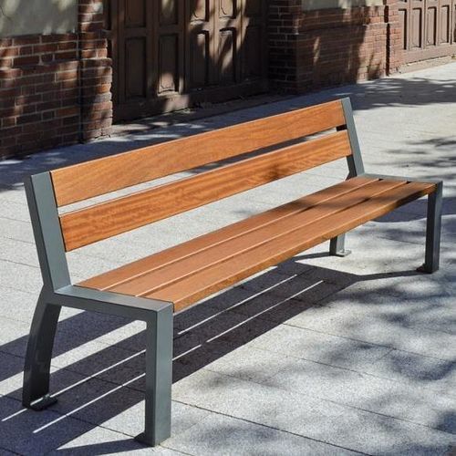 现代风格公共长椅 - CL&Eacute;O - univers & cité | mobilier urbain - 金属 / 木质 / 带椅背